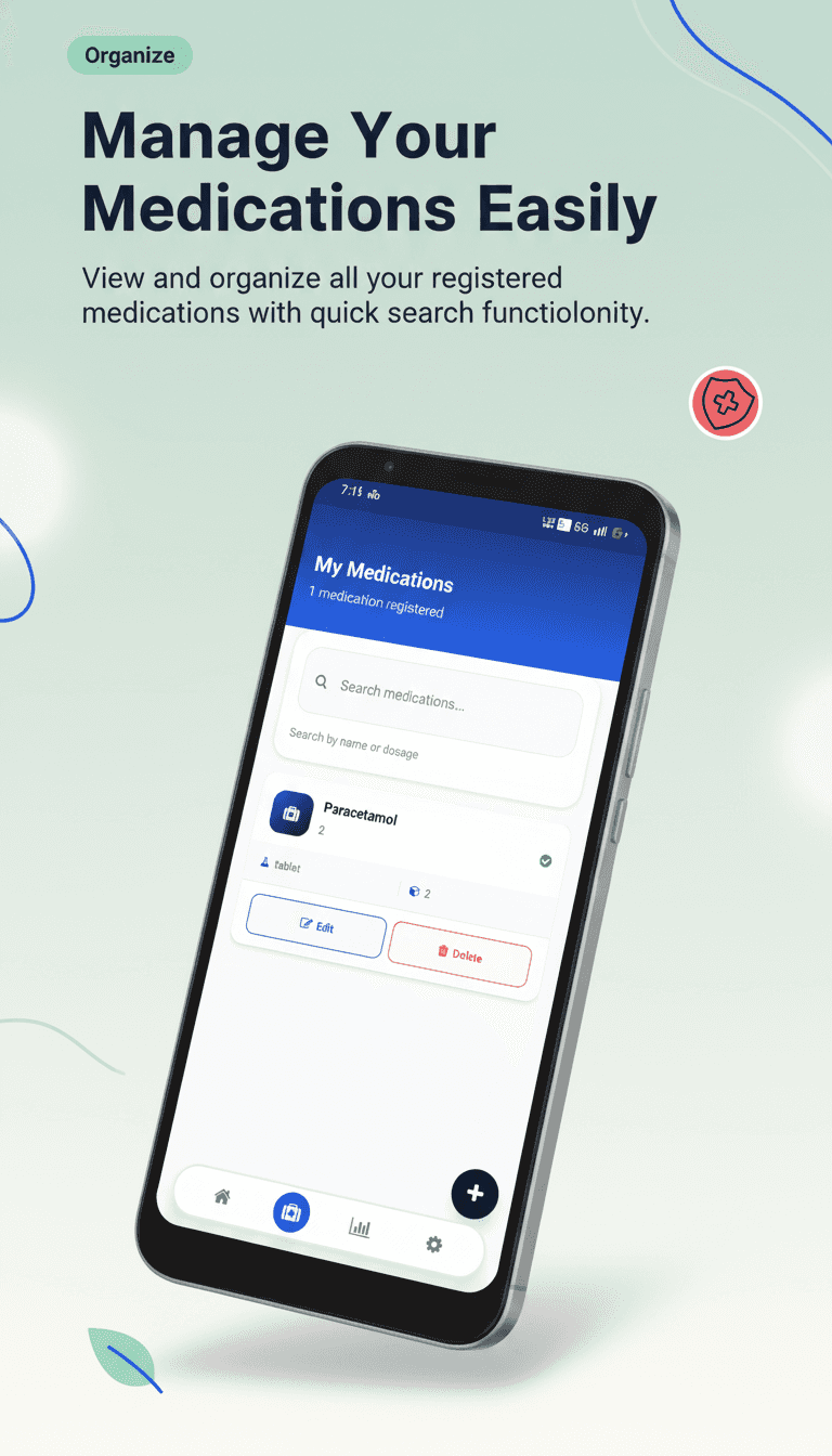 AI-generated Play Store screenshot for a medication management app