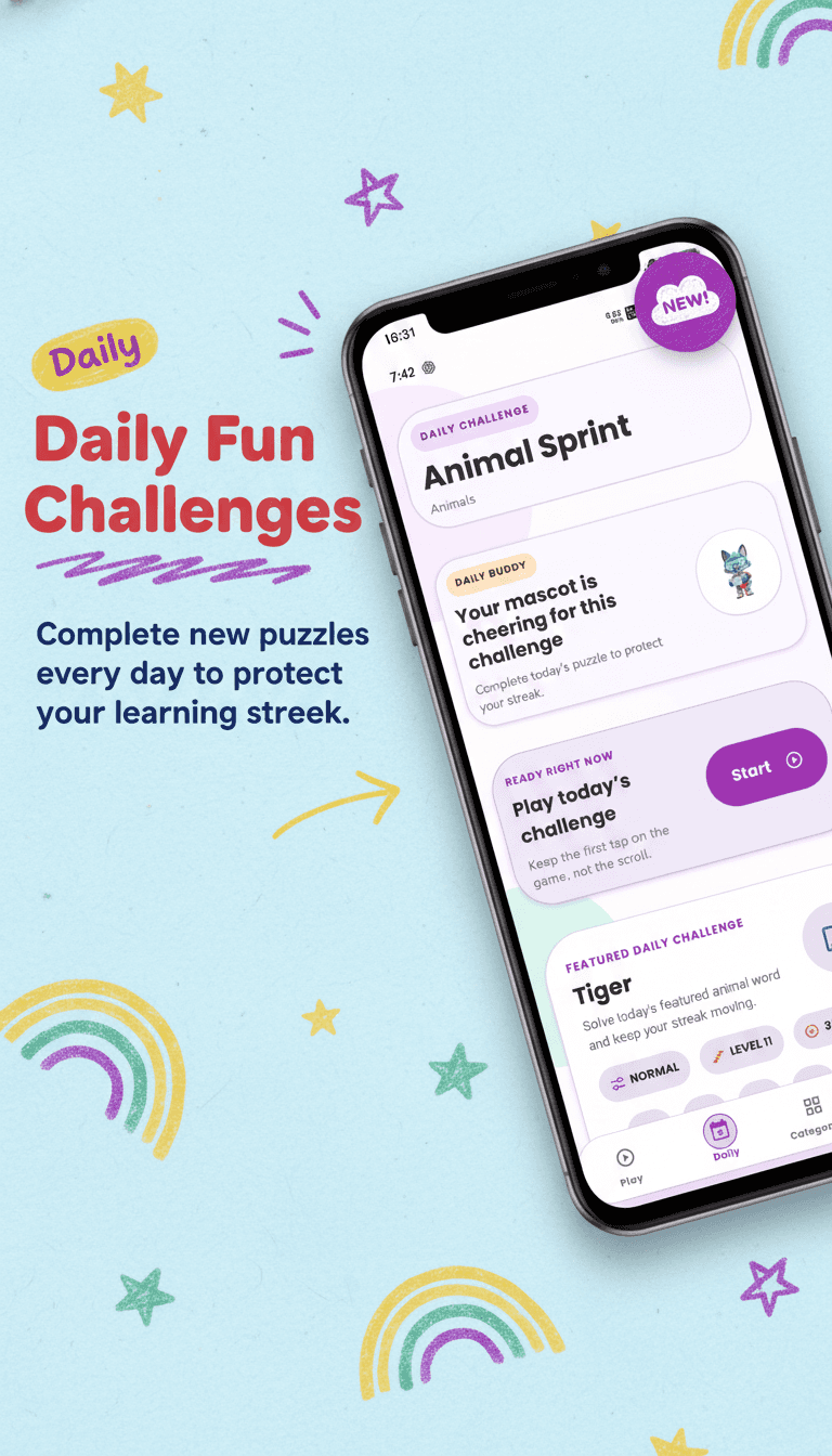 AI-generated App Store screenshot for a daily challenge game app