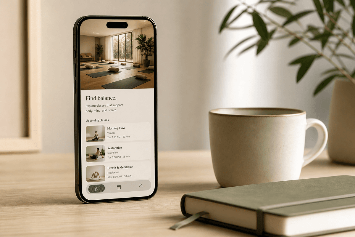 Generated mobile app home screen on a smartphone