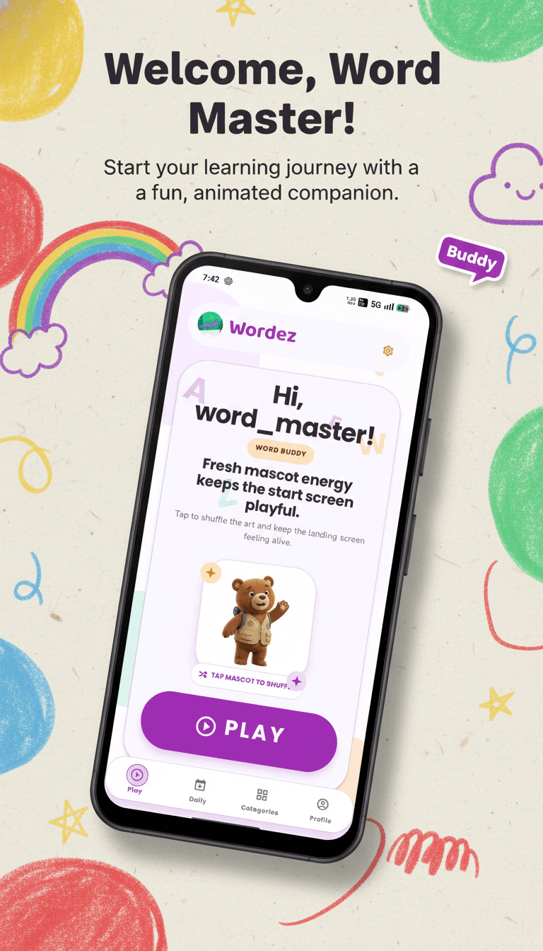 AI-generated App Store screenshot for a vocabulary learning app