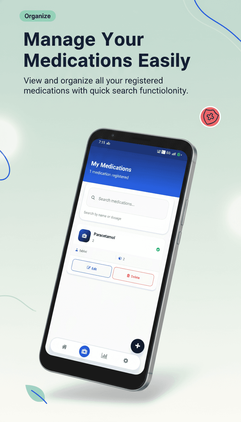 AI-generated Play Store screenshot for a medication management app