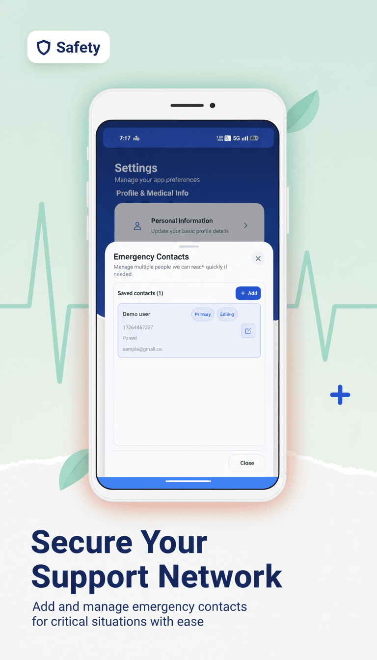 AI-generated Play Store screenshot for a healthcare support app