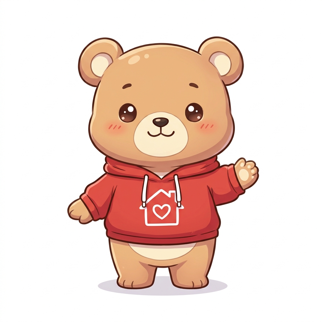 bear mascout with red adopt for out app hoescreen base mascot